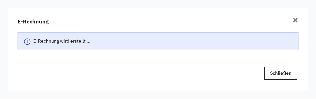 Dialog während der E-Rechnung-Generierung