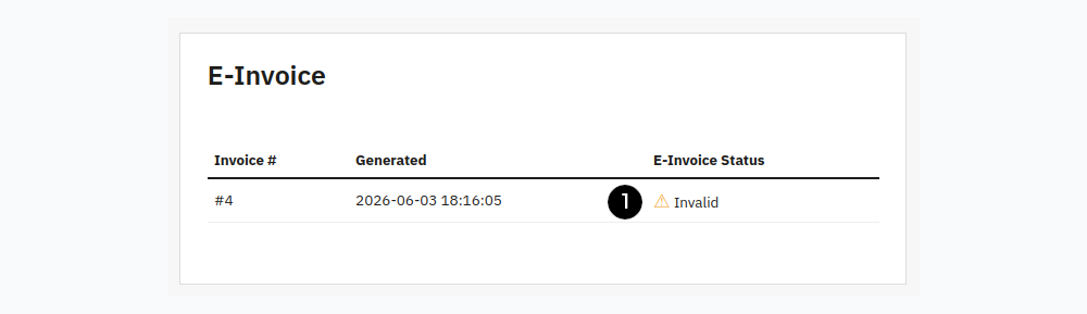 E-Invoice-Karte auf der Bestell-Detailseite mit Validierungsstatus