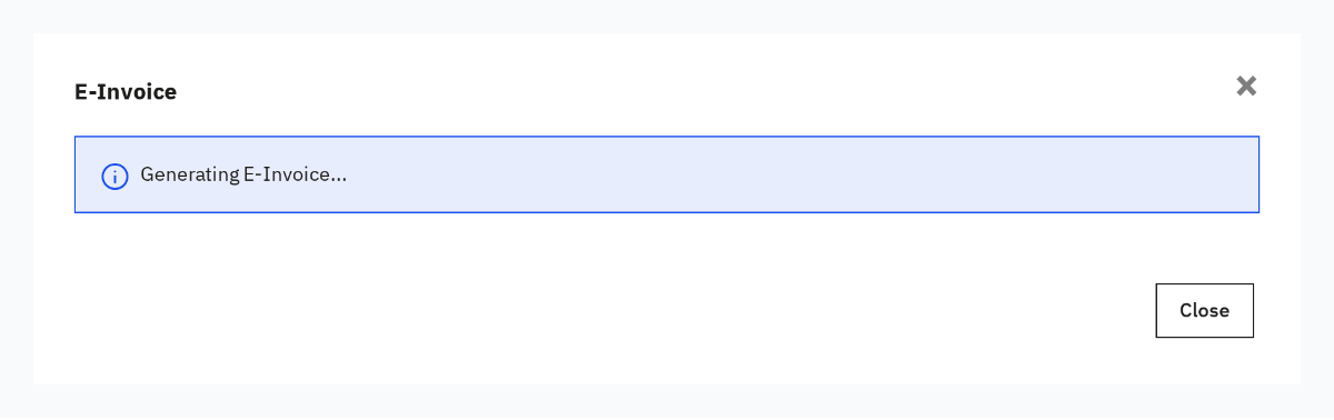 Dialog during e-invoice generation